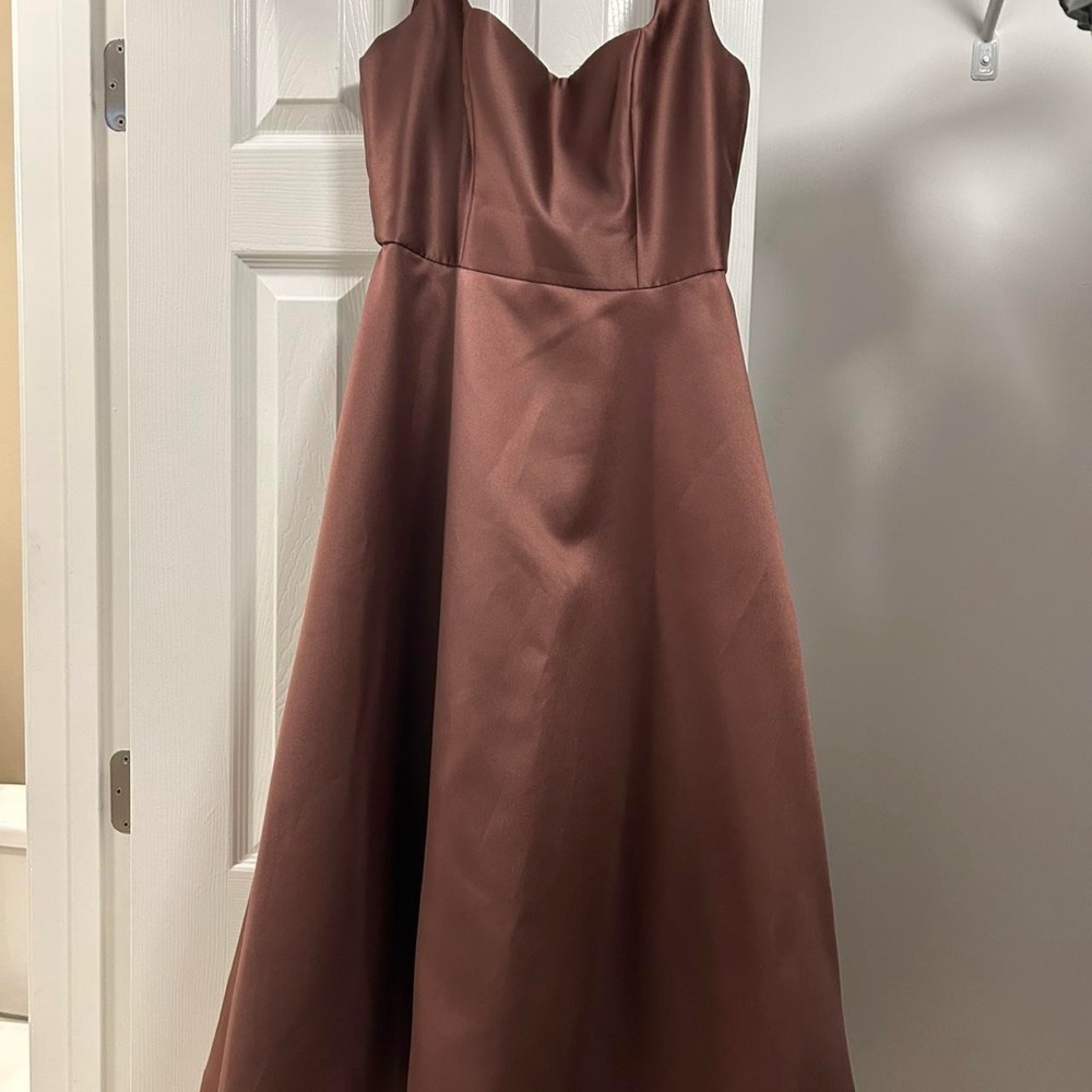 Dessy Collection Brown Maxi Dress Sweetheart Neckline Sleeveless